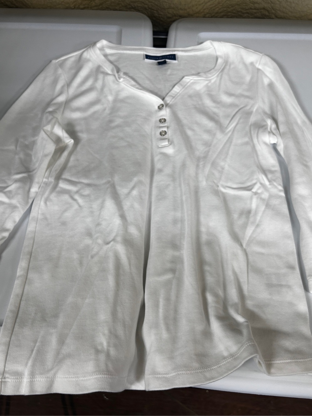 Karen Scott White Henley Top